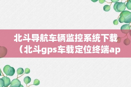 北斗导航车辆监控系统下载（北斗gps车载定位终端app）