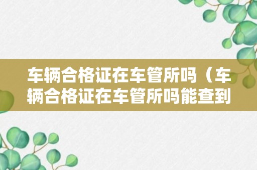 车辆合格证在车管所吗（车辆合格证在车管所吗能查到吗）