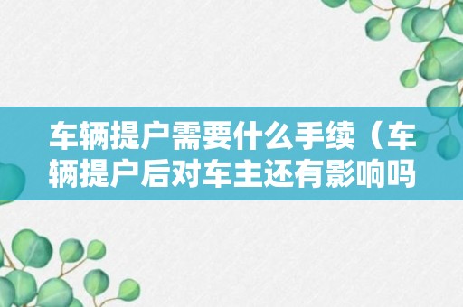 车辆提户需要什么手续（车辆提户后对车主还有影响吗）