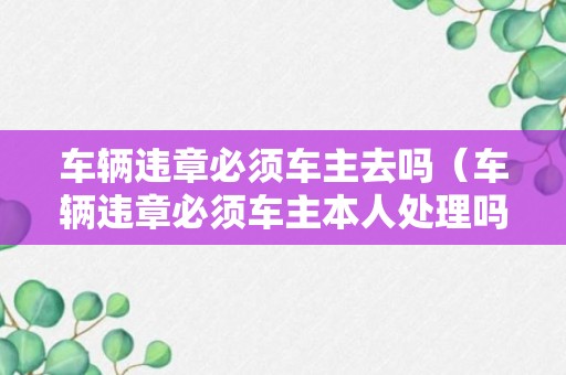 车辆违章必须车主去吗（车辆违章必须车主本人处理吗）