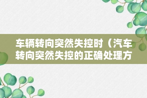 车辆转向突然失控时（汽车转向突然失控的正确处理方法）