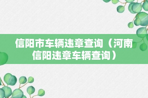 信阳市车辆违章查询（河南信阳违章车辆查询）