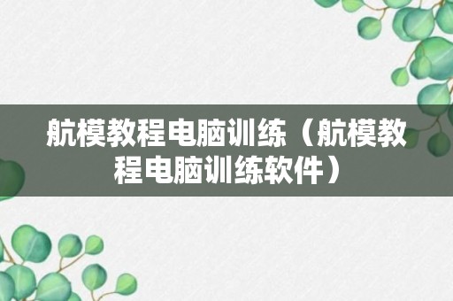 航模教程电脑训练（航模教程电脑训练软件）