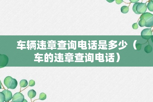 车辆违章查询电话是多少（车的违章查询电话）