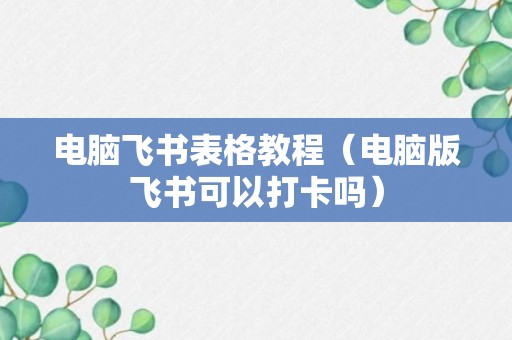 电脑飞书表格教程（电脑版飞书可以打卡吗）