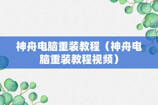 神舟电脑重装教程（神舟电脑重装教程视频）