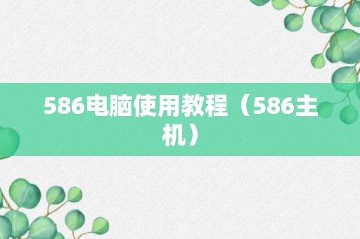 586电脑使用教程（586主机）