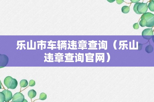 乐山市车辆违章查询（乐山违章查询官网）