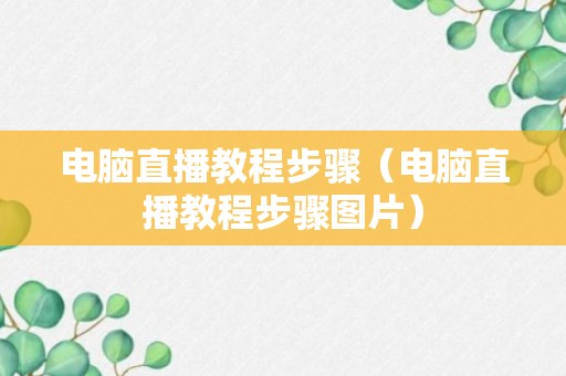 电脑直播教程步骤（电脑直播教程步骤图片）