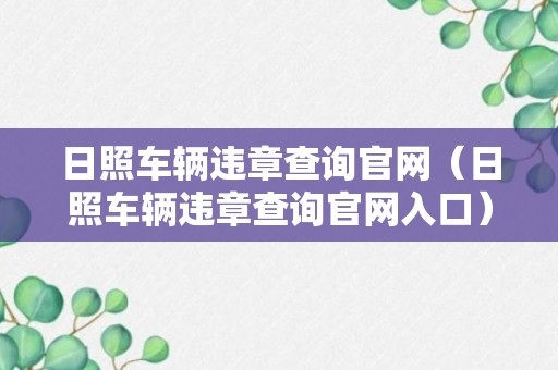 日照车辆违章查询官网（日照车辆违章查询官网入口）