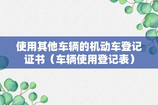 使用其他车辆的机动车登记证书（车辆使用登记表）