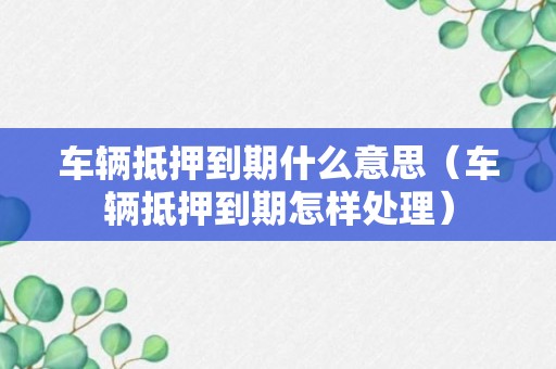 车辆抵押到期什么意思（车辆抵押到期怎样处理）