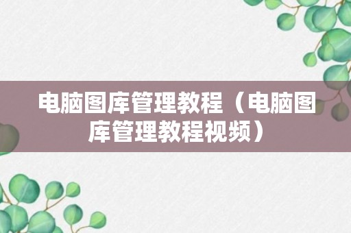 电脑图库管理教程（电脑图库管理教程视频）