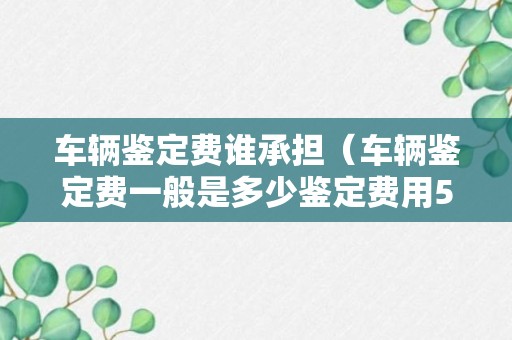 车辆鉴定费谁承担（车辆鉴定费一般是多少鉴定费用523阅读）