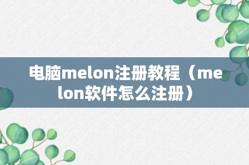 电脑melon注册教程（melon软件怎么注册）