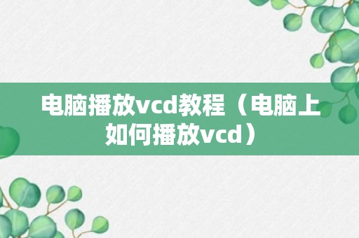 电脑播放vcd教程（电脑上如何播放vcd）