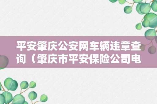 平安肇庆公安网车辆违章查询（肇庆市平安保险公司电话号码）