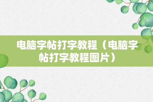 电脑字帖打字教程（电脑字帖打字教程图片）