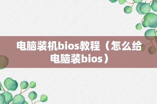 电脑装机bios教程（怎么给电脑装bios）