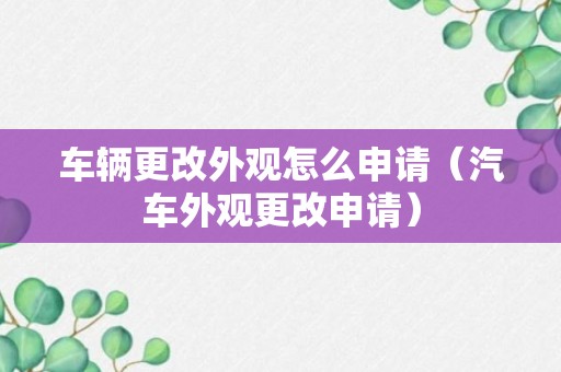 车辆更改外观怎么申请（汽车外观更改申请）