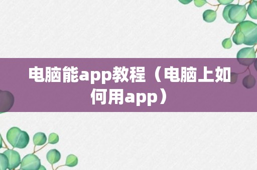 电脑能app教程（电脑上如何用app）