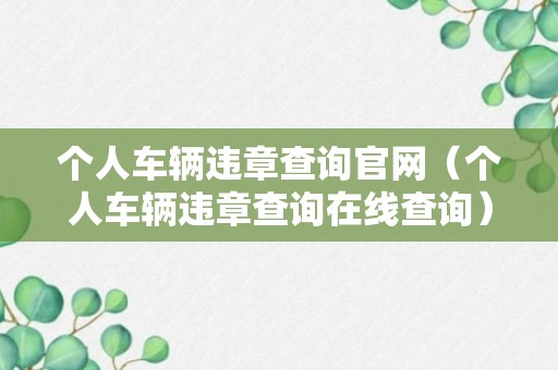 个人车辆违章查询官网（个人车辆违章查询在线查询）