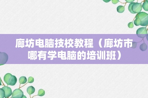 廊坊电脑技校教程（廊坊市哪有学电脑的培训班）