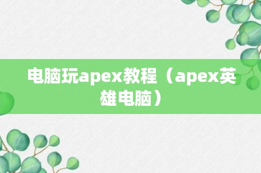 电脑玩apex教程（apex英雄电脑）