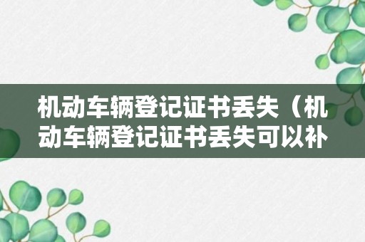 机动车辆登记证书丢失（机动车辆登记证书丢失可以补办吗）