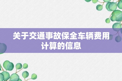 关于交通事故保全车辆费用计算的信息