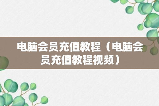 电脑会员充值教程（电脑会员充值教程视频）