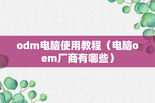 odm电脑使用教程（电脑oem厂商有哪些）