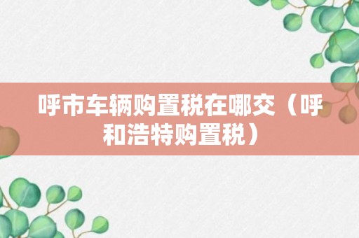 呼市车辆购置税在哪交（呼和浩特购置税）