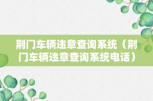 荆门车辆违章查询系统（荆门车辆违章查询系统电话）