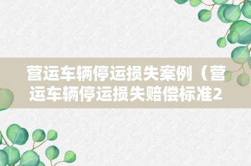 营运车辆停运损失案例（营运车辆停运损失赔偿标准2020）