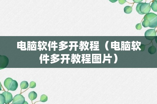 电脑软件多开教程（电脑软件多开教程图片）