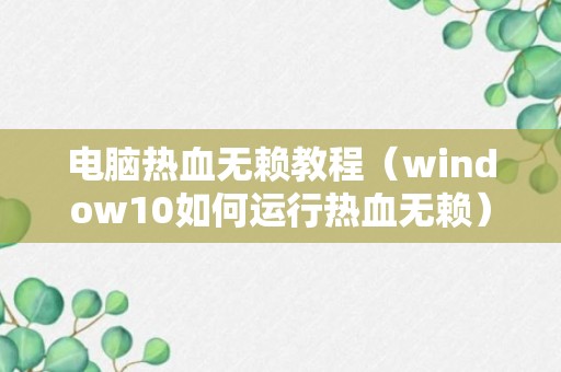 电脑热血无赖教程（window10如何运行热血无赖）