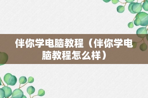 伴你学电脑教程（伴你学电脑教程怎么样）