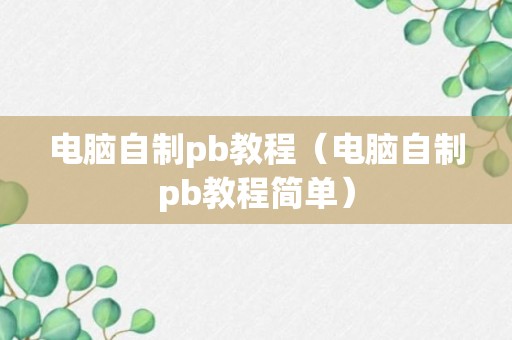 电脑自制pb教程（电脑自制pb教程简单）