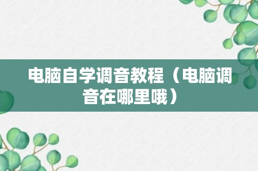 电脑自学调音教程（电脑调音在哪里哦）