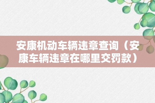 安康机动车辆违章查询（安康车辆违章在哪里交罚款）