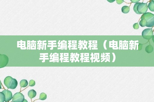 电脑新手编程教程（电脑新手编程教程视频）