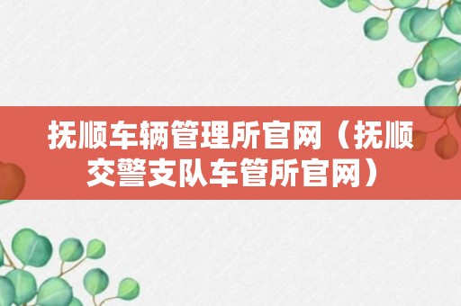 抚顺车辆管理所官网（抚顺交警支队车管所官网）