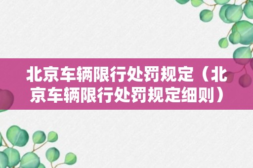 北京车辆限行处罚规定（北京车辆限行处罚规定细则）