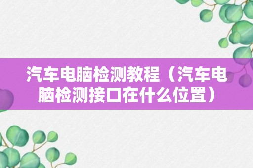 汽车电脑检测教程（汽车电脑检测接口在什么位置）