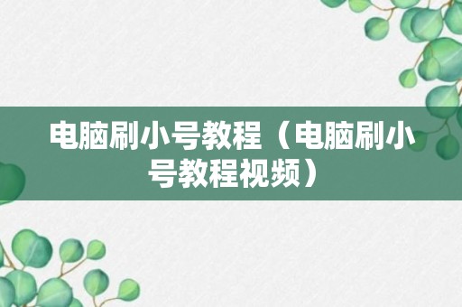 电脑刷小号教程（电脑刷小号教程视频）