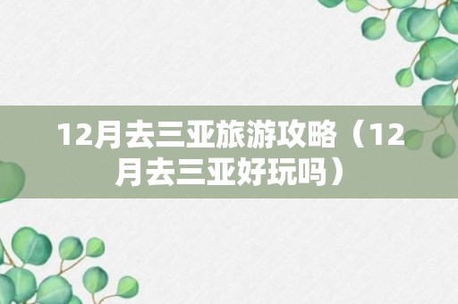 12月去三亚旅游攻略（12月去三亚好玩吗）