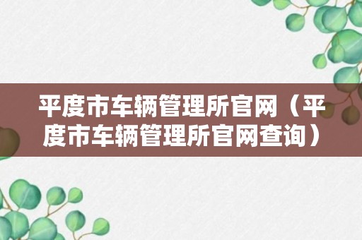 平度市车辆管理所官网（平度市车辆管理所官网查询）