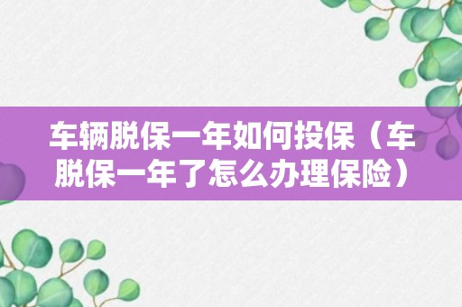 车辆脱保一年如何投保（车脱保一年了怎么办理保险）