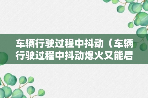 车辆行驶过程中抖动（车辆行驶过程中抖动熄火又能启动怎么回事）